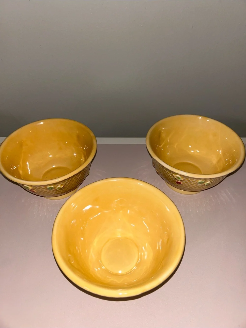 Lot Of 3 Williams Sonoma Honey Bee Honeycomb Hive Soup/Cereal Bowls Retired